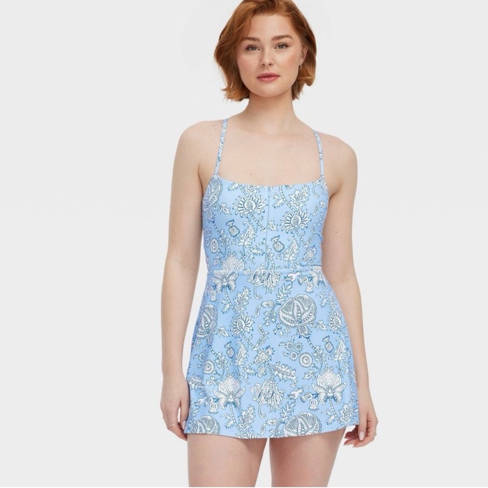 NWT - Roller Rabbit Floral Vines Zip Front Mini Dress